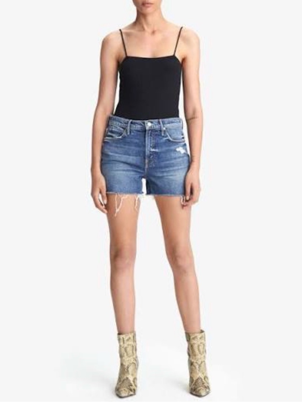 MOTHER Superior Denim The Dutchie High Rise Short Fray In My Treat Beach Casual